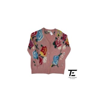 Miu Miu Pink Flowers Wool Cardigan (TES320)