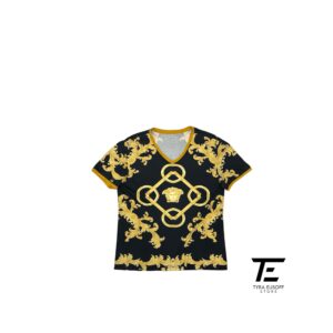Versace Black Baroqoue Print Tee (TES373)