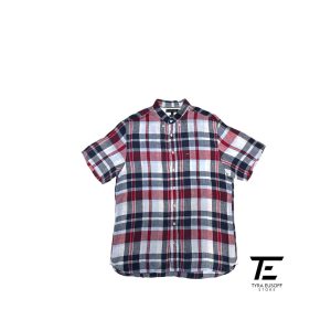 (XL) Tommy Hilfiger Linen Plaid Checkered Short Sleeve Shirt