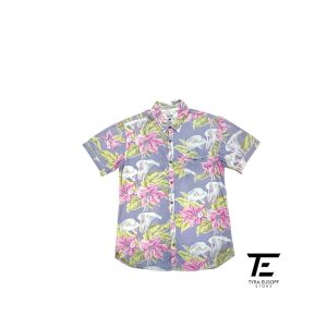 (L) Tommy Hilfiger Floral Denim Short Sleeve Shirt