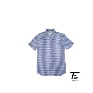 (M) Lacoste Pocket Plaid Checked Short Sleeve Shirt