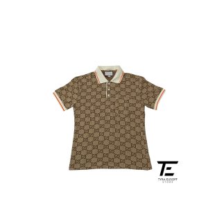 Gucci Beige Logo Print Stripe Trim